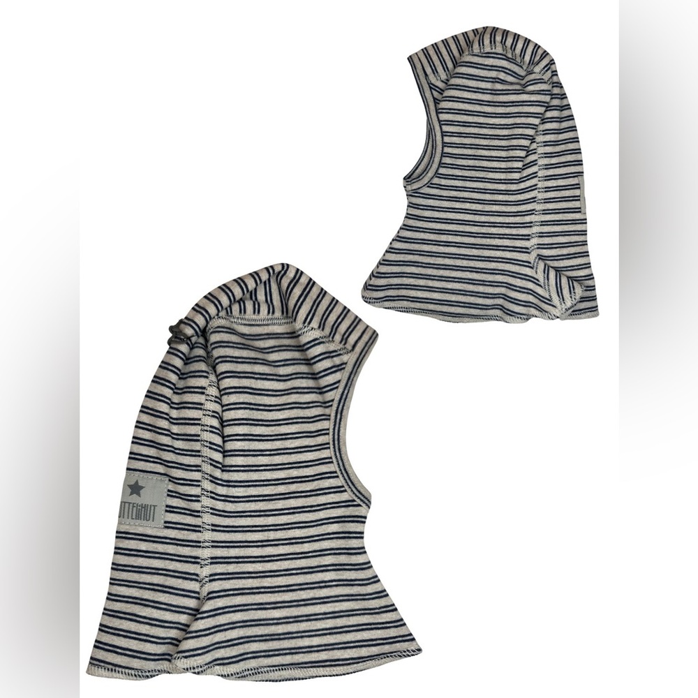 SAMPLE - HutteliHut - Cotton Balaclava - Camel/Navy stripes - OS Baby